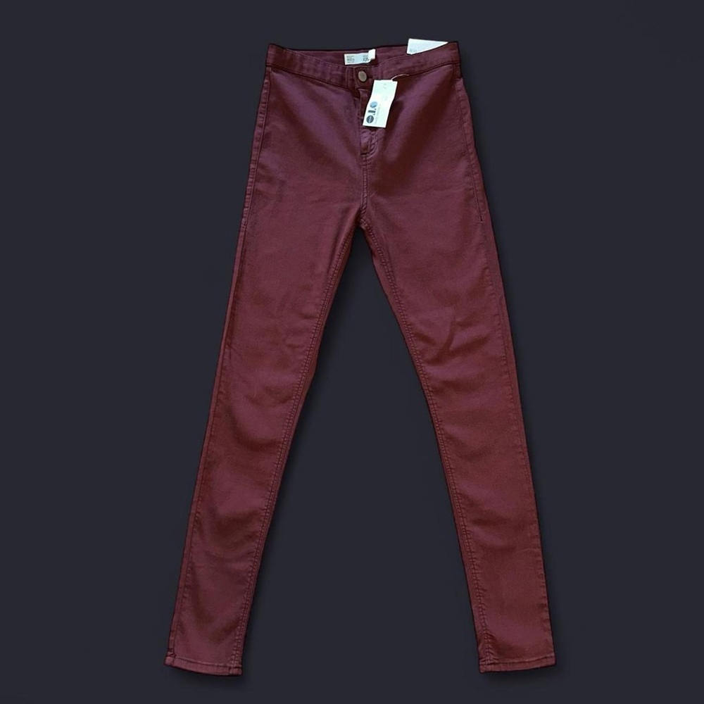 Topshop Dark Red Joni Super High Waisted Rise Skinny Jeans W30 L34 BNWT